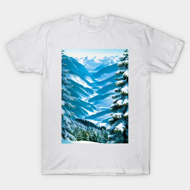 Snowy mountains in the Taiga T-Shirt by CursedContent